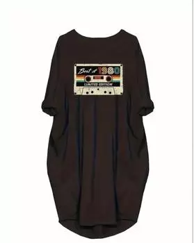 Свободное платье с принтом лент и букв больших размеров, повседневное платье с длинным рукавом на весну и осень, женская одежда больших размеров 1XL чёрный