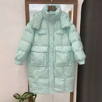 Свободное утолщенное женское хлопковое пальто средней длины больших размеров, зимняя верхняя одежда S