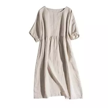 Свободное женское платье большого размера с утягивающим круглым вырезом и коротким рукавом с коротким рукавом для женщин M