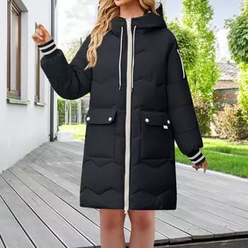 Свободное зимнее пальто средней длины с утолщенной хлопковой подкладкой для женщин S зелёный