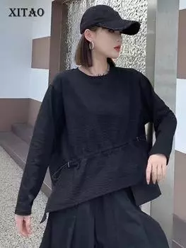 Свободные асимметричные футболки с длинным рукавом XITAO GJ1015
