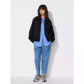 Uniqlo Japan Хлопковые свободные брюки до щиколотки 65 BLUE/XS