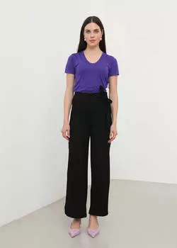 Свободные брюки с разрезами и завязками сбоку, черные