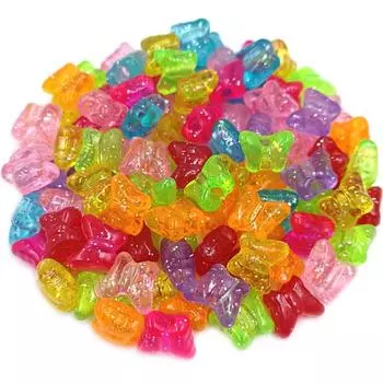 Свободные бусины, 10 шт., присыпка, разноцветные прозрачные акриловые бусины, сердце, звезда, бабочка, свободные бусины, аксессуары для ювелирных изделий своими руками Barrel Column