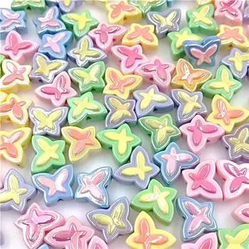 Свободные бусины-бабочки Трехмерные ювелирные аксессуары Браслет Ожерелье с УФ-покрытием Креативный материал из бисера Ослепляет два цвета 5 шт. зелёный