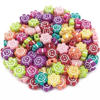 Свободные бусины Цветочные Свободные бусины Бусины DIY Ювелирные аксессуары Свободные бусины 30 шт. 10 мм Мода для изготовления браслетов Разноцветные цветочные аксессуары для улыбки Solid Color