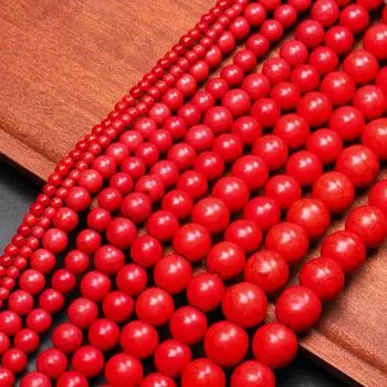 Свободные бусины для ожерелья-браслета DIY Материал из бисера Натуральный камень 15-40 шт. Модные ювелирные изделия Изготовление бусин 4-14 мм Красная бирюза Подвеска Аксессуары 4mm 40pcs