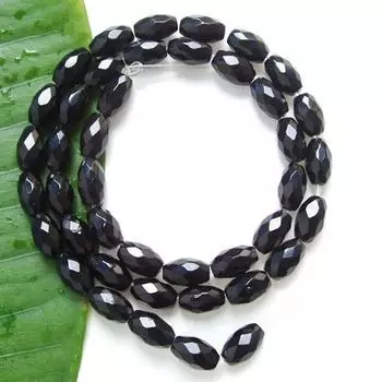 Свободные бусины из черного оникса с гранеными овальными драгоценными камнями, 6 x 9 мм / 15,5 дюймов