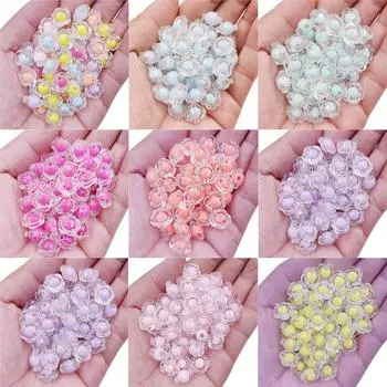 Свободные бусины, ожерелье, браслет, 20 шт., 13 мм, сделай сам, поделки для изготовления ювелирных изделий, цветы, оптовая продажа, яркие цвета, прозрачный розы красного