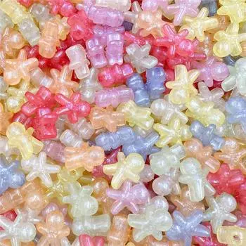 Свободные бусины, подарки, модные аксессуары, сделай сам, креативный персонаж мультфильма, 10 шт., аксессуары для мобильных телефонов, украшенный милый мультяшный акриловый снеговик синий