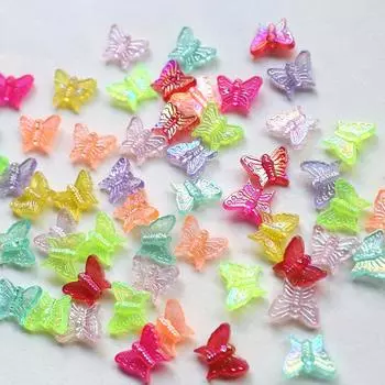 Свободные бусины-разделители, браслет, ожерелье, изготовление акриловых ручных работ для изготовления ювелирных изделий, аксессуары «сделай сам», кристалл AB, цветные разноцветные бусины-бабочки, 20 шт. разноцветный