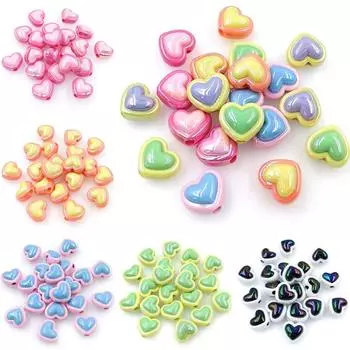 Свободные бусины ручной работы, серьги из акрила, браслет, УФ-ослепление, двухцветный материал, креативное сердце любви, сделай сам, ювелирные аксессуары, 10 шт., 3D розовый