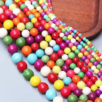 Свободные бусины ручной работы случайного цвета, 15-40 шт. Круглые для изготовления ювелирных изделий, смешанные цвета, материал «сделай сам», брелок, браслет, ожерелье из натурального камня, бирюзовый 4mm 40Pcs