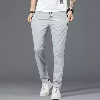 Свободные быстросохнущие дышащие брюки из ледяного шелка, дышащие спортивные штаны, летние тонкие удобные мужские повседневные брюки, мужские 28 чёрный