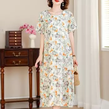 Свободные длинные платья для женщин, большие размеры, повседневное элегантное женское платье с коротким рукавом, летняя винтажная одежда XL