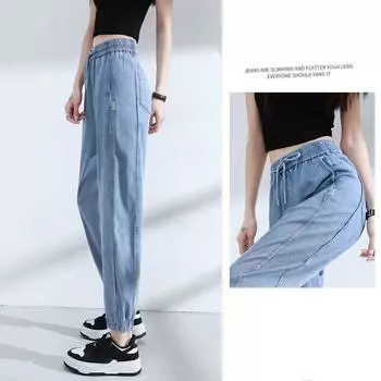 Свободные джинсовые брюки для женщин, дышащий дизайн, лето L