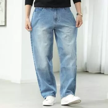 Свободные джинсы-карго High Street, мужские прямые повседневные брюки в стиле хип-хоп, классические мужские джинсовые брюки-шаровары 29 синий