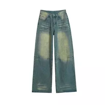 Свободные джинсы с высокой талией и широкими штанинами, женские весенние повседневные уличные тонкие американские джинсы, женские весенние широкие брюки, женские весенние XS
