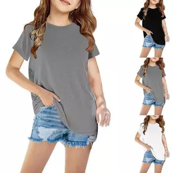 Свободные футболки для мальчиков и девочек 100 чёрный