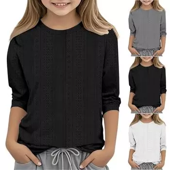 Свободные футболки для мальчиков и девочек 100 чёрный