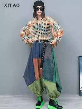 Свободные футболки с длинными рукавами XITAO DMJ4112