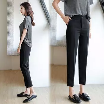 Свободные и удобные повседневные брюки прямого кроя с девятью точками на весну M чёрный