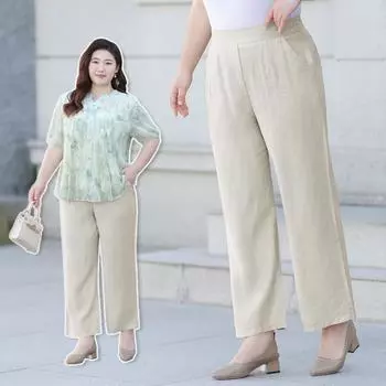 Свободные льняные брюки большого размера для комфортных и дышащих мамских брюк на весну и лето XL хаки
