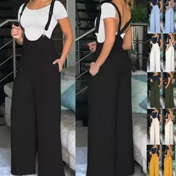 Свободные литературные и художественные универсальные повседневные комбинезоны большого размера для женщин, летние однотонные шаровары с большими карманами S темно-зеленого