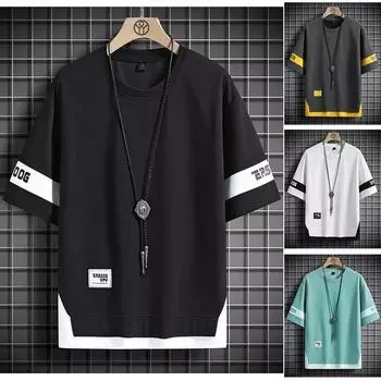 Свободные мужские уличные футболки в стиле хип-хоп, повседневные классические летние футболки с короткими рукавами, черно-белые футболки больших размеров