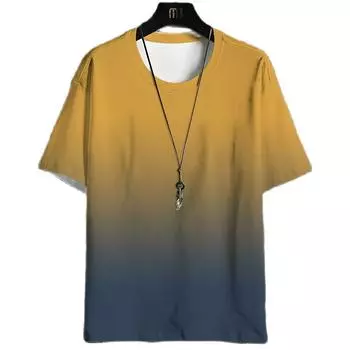 Свободные мужские уличные футболки в стиле хип-хоп, повседневные классические летние футболки с короткими рукавами и круглым вырезом с градиентом, модная футболка большого размера XL