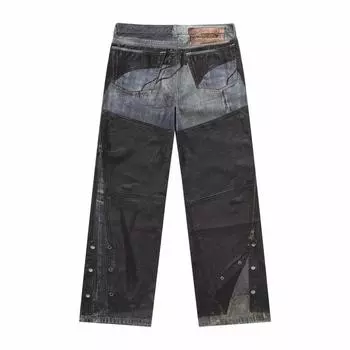 Свободные повседневные брюки мужские корейские модные универсальные брюки широкие брюки длиной до пола S чёрный