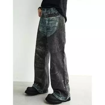 Свободные повседневные брюки мужские корейские модные универсальные брюки широкие брюки длиной до пола S чёрный