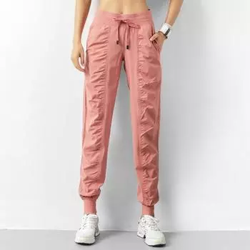 Свободные повседневные брюки, женские брюки для бега и фитнеса на шнурке, брюки для йоги 3XL чёрный