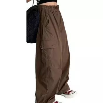 Свободные повседневные комбинезоны для девочек из Кореи, осень 2023 г.: Модные, универсальные детские брюки 170cm кофейный