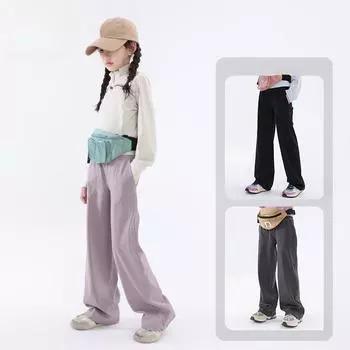 Свободные повседневные спортивные брюки для девочек на весну и осень 120cm чёрный