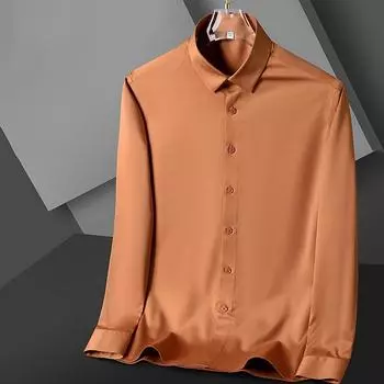 Свободные шелковые атласные рубашки мужские брендовые мужские классические рубашки с длинным рукавом высокого качества деловая нижняя рубашка 46