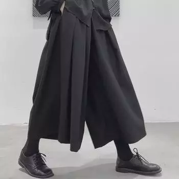 Свободные широкие брюки-юбки Yohji Yamamoto Unisex на весну/лето — модные и повседневные для пар L чёрный