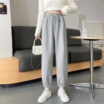 Свободные спортивные штаны для мужчин с высокой талией, удобные спортивные штаны для женщин, для бега трусцой XXL серый