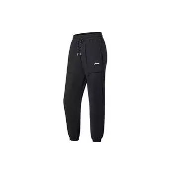 Свободные спортивные штаны Li Ning Fitness Series с логотипом и манжетами, черные AYKS014-1 S