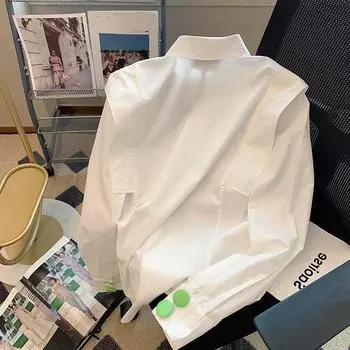 Свободные топы, шикарные белые рубашки с лацканами на пуговицах, женские, Camisa Feminina, весенние повседневные блузки, дикие рубашки для женщин S белый