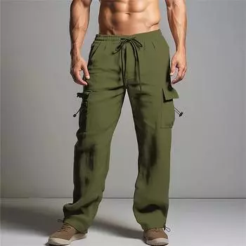 Свободные уличные повседневные брюки с эластичной резинкой на талии и несколькими карманами L