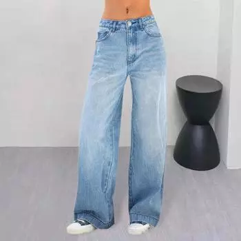 Свободные женские джинсы с высокой талией и широкими штанинами, джинсы для мытья посуды 2XL темно-синий