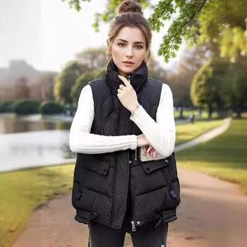 Свободный большой размер пуховый хлопковый жилет женский осенне-зимний утолщенный жилет куртка универсальный женский жилет M белый