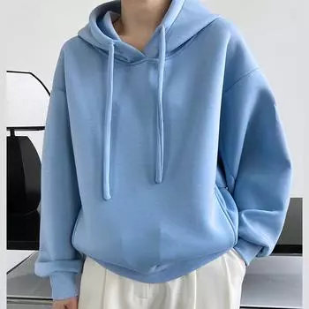 Свободный хлопковый свитшот с капюшоном, женский однотонный повседневный топ M белый