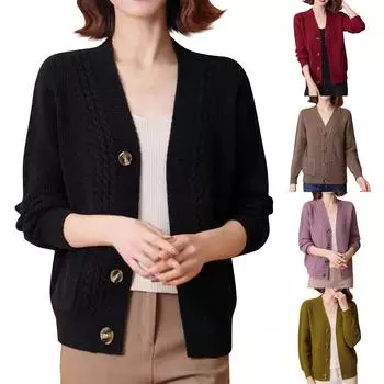 Свободный и ленивый шерстяной вязаный кардиган для женщин на весну и осень в сочетании с короткой шалью One Size фиолетовый