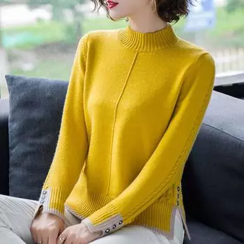 Свободный и ленивый шерстяной вязаный кардиган для женщин на весну и осень в сочетании с короткой шалью L жёлтый