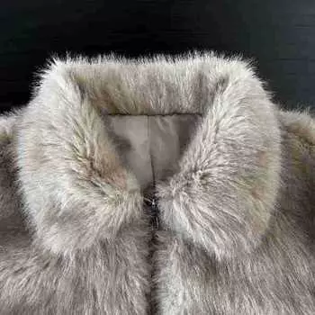 Свободный и спокойный ~ цзычуаньский искусственный мех лисы, экологически чистый мех, утолщенный отворот, теплая меховая куртка класса G, прилив 9159 S (recommended 80-50kg) хаки