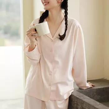 Свободный кардиган с длинными рукавами, пижамный комплект, повседневная однотонная домашняя одежда, сексуальная ночная рубашка с лацканами, женская пижама на пуговицах, домашняя одежда One Size фиолетовый