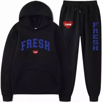 Свободный комплект из толстовки с капюшоном и колготок с принтом Cross Border на весну и осень 2023 года S