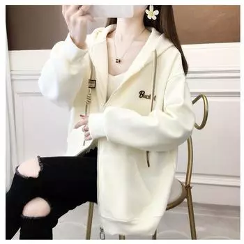 Свободный покрой пуловер с капюшоном для женщин весной и осенью M розовый